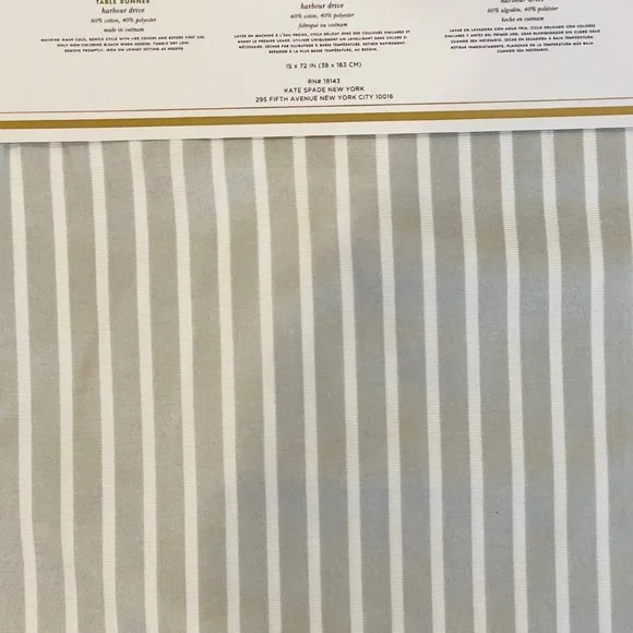 Kate Spade "Harbour Drive" Platnium, White Table Runner, cotton blend, 72" - Picture 9 of 10